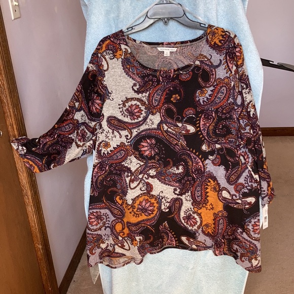 Zac & Rachel top gray with paisley and floral print boho casual shirt office 2X - Picture 15 of 17